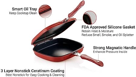 Double Sided Grill Pan, Non-Stick Barbecue Tool, Cookware Grill Frying Pan, Stainless Steel Double Face Pan, Multipurpose Nonstick Grill Pan With Strong Magnetic Handles, Kitchen Accessories Cooking Tool Double Sided Grill Pan, Non-Stick Barbecue Tool, Cookware Grill Frying Pan, Stainless Steel Double Face Pan, Multipurpose Nonstick Grill Pan With Strong Magnetic Handles, Kitchen Accessories Cooking Tool